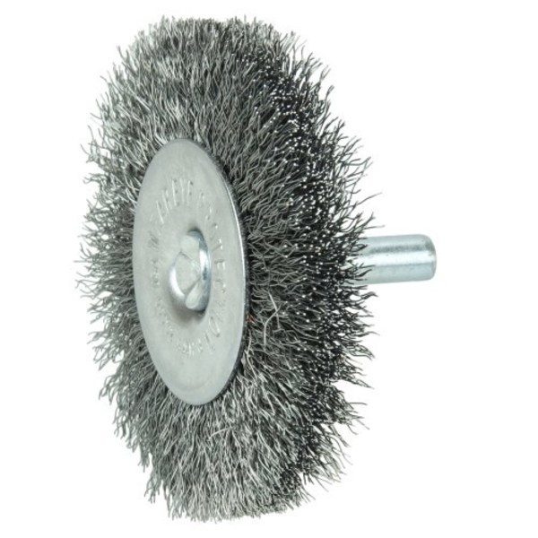 Weiler 2-1/2" Wire Radial Wheel, .008" Steel Fill, 1/4" Stem 17959